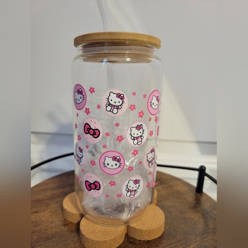 Hello Kitty Glass Jar with Bamboo Lid